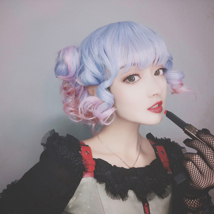 Unicorn Pastel Curly Short Pixie Wig