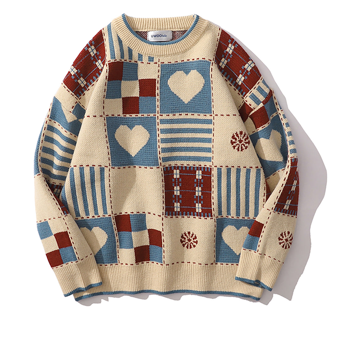 Vintage Style Love Heart Loose Sweater