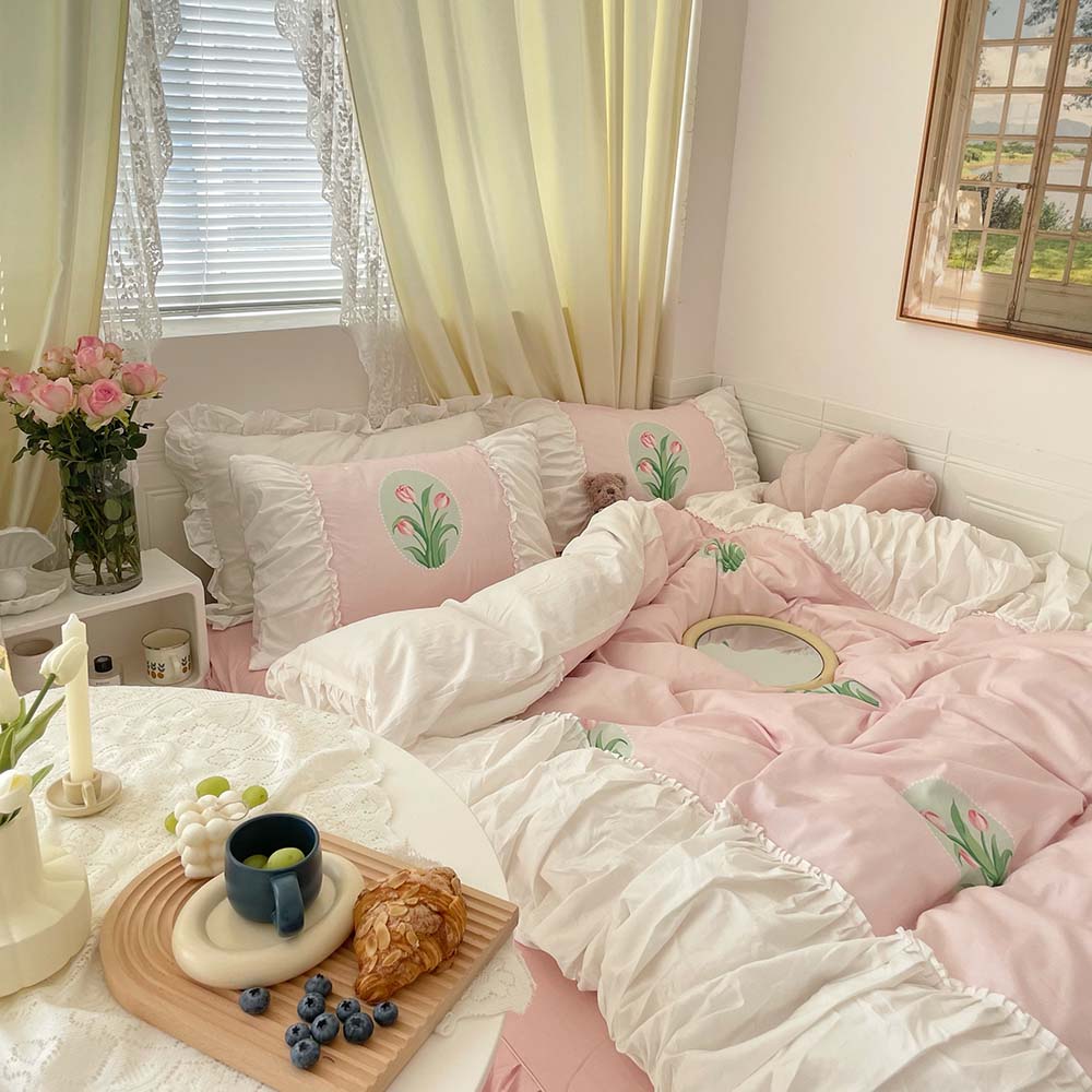 Pastel Color Tulip Bedding Set