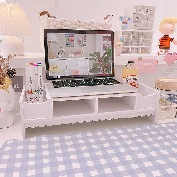 Kawaii Laptop Wood Shelf Desk Organiser
