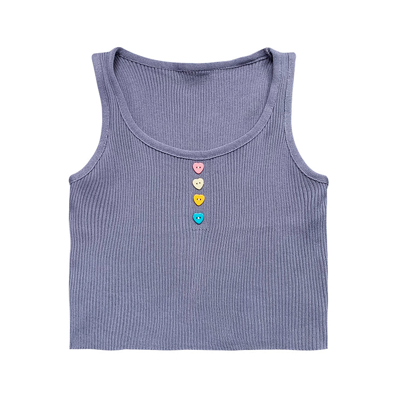 Love Heart Button Summer Tops