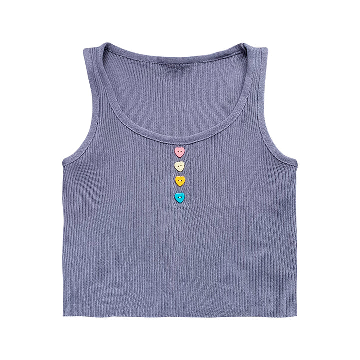 Love Heart Button Summer Tops