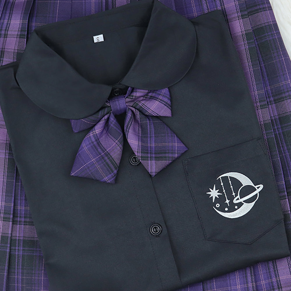 Basic Moon and Stars Short Sleeve School Polo Shirt