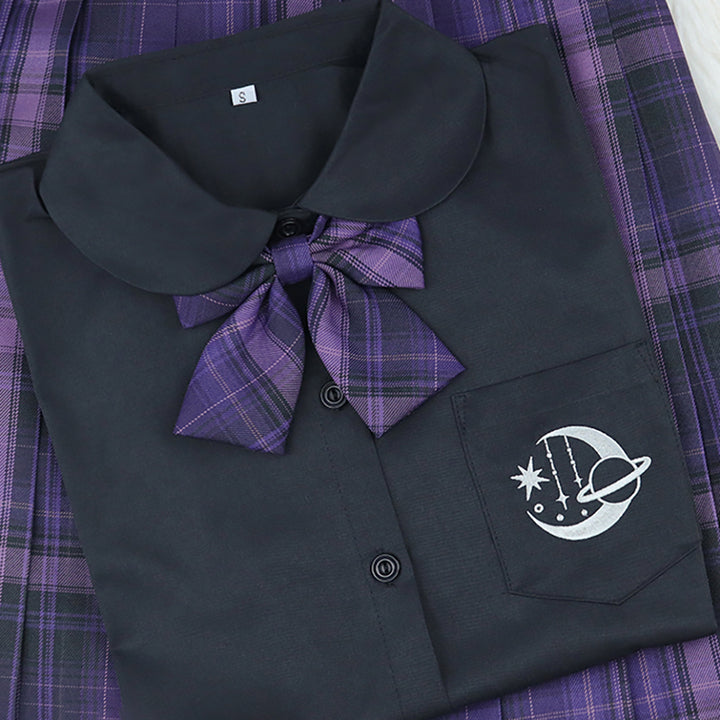 Basic Moon and Stars Short Sleeve School Polo Shirt