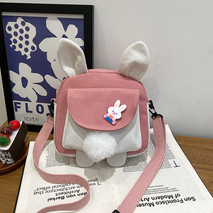 Cartoon Rabbit Ears Canvas Crossbody Bag