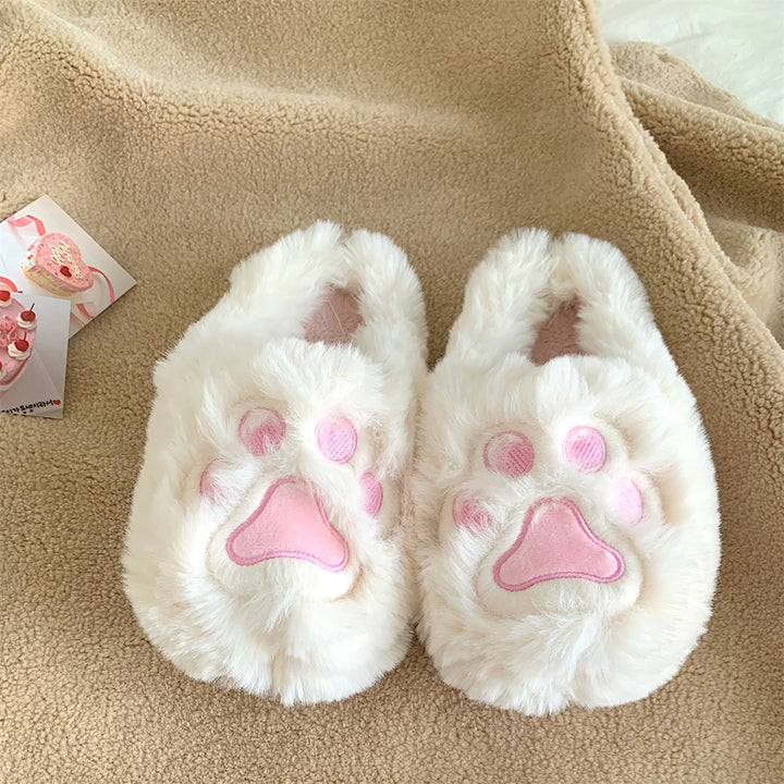 Big Kitty Paw Fur Home Slippers