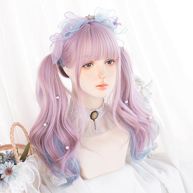 Cotton Candy Highlights Curly Medium Hair Wig