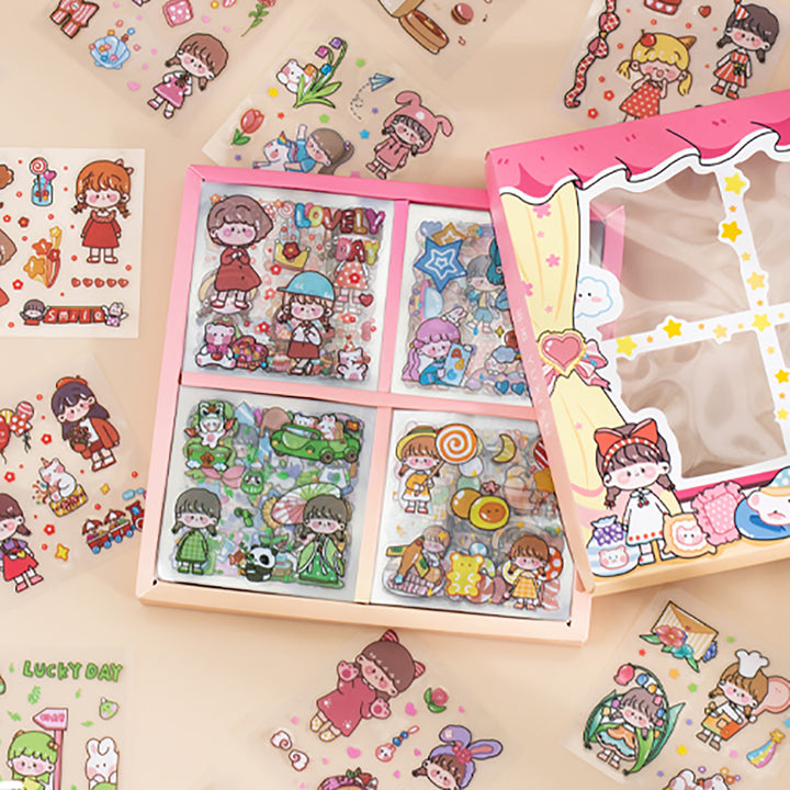 100pcs /Set Cartoon Girl Stickers