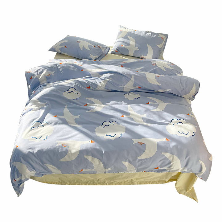 White Goose and Cloud Cotton Bedding Set