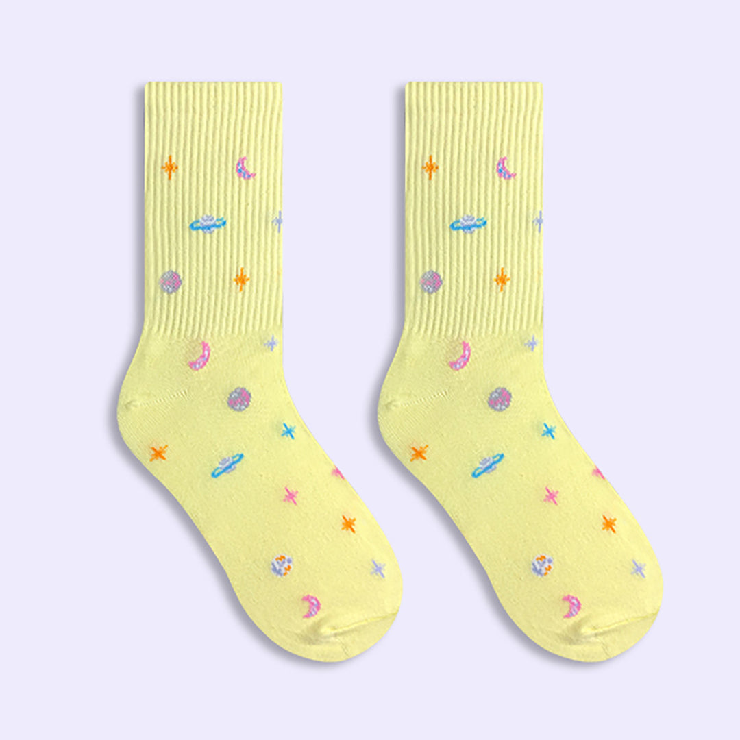 Cool Galactic Embroider High Ankle Socks
