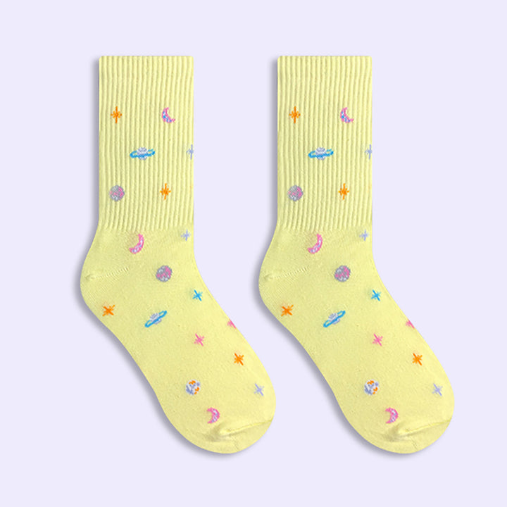 Cool Galactic Embroider High Ankle Socks
