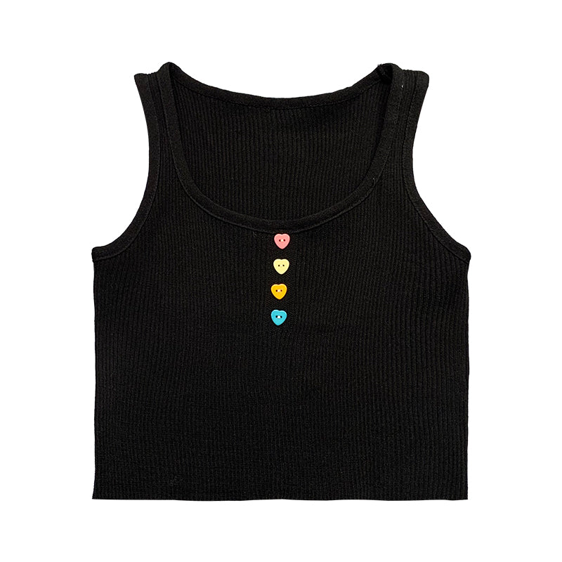 Love Heart Button Summer Tops