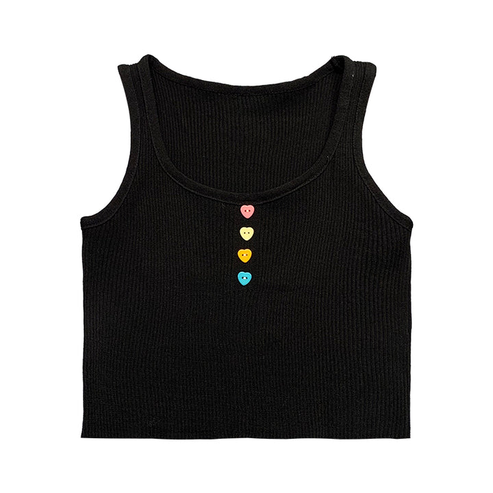 Love Heart Button Summer Tops