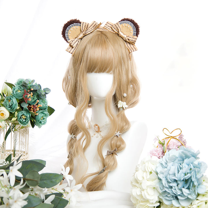Blonde Air Bangs Wavy Long Wig