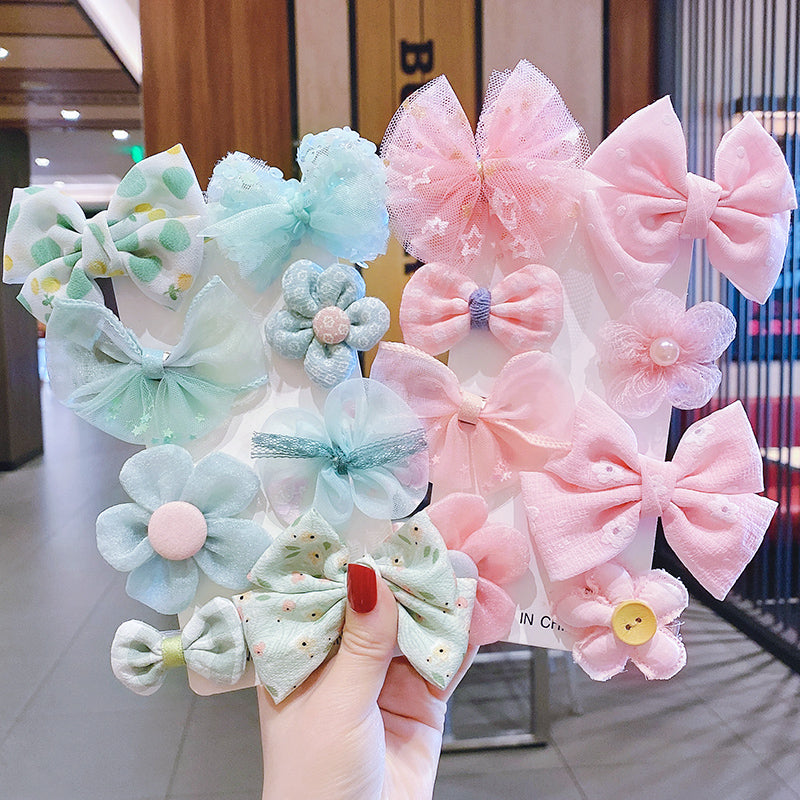 Flower Bowknot Hair Clips Set