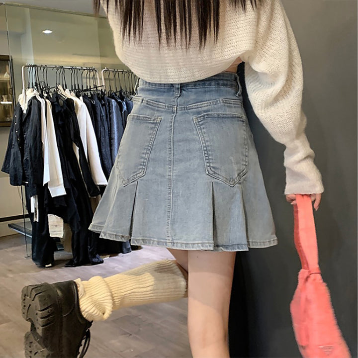 Vintage High Waist Denim Skirt