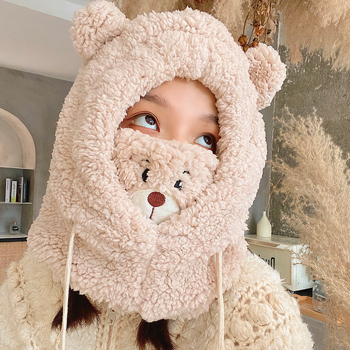 Fluffy Bear Mask Hat