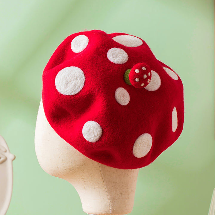Kawaii Mushroom Handmade Beret