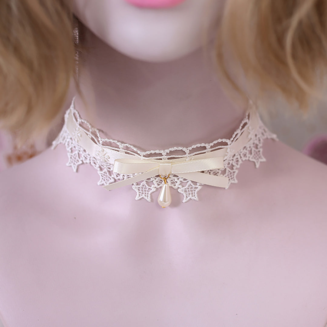 Kawaii Teardrop Pearl Choker Necklace