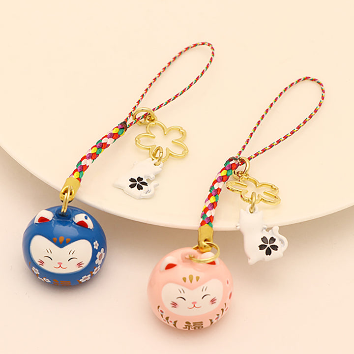 Japanese Sakura Lucky Cat Keychain