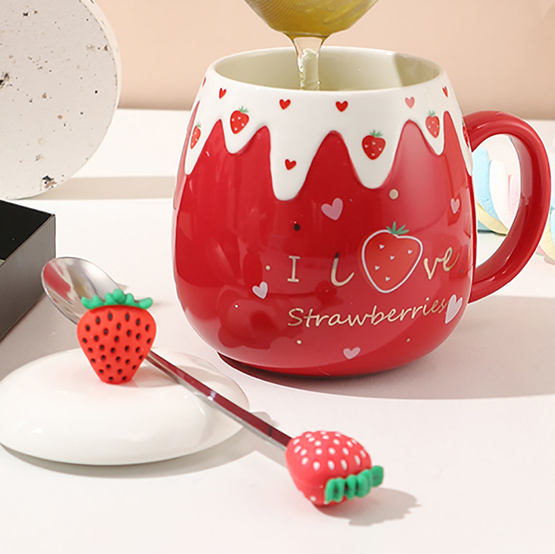 Cute Strawberry Cup with Spoon