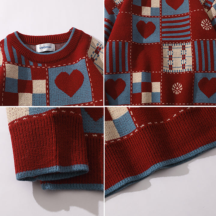 Vintage Style Love Heart Loose Sweater