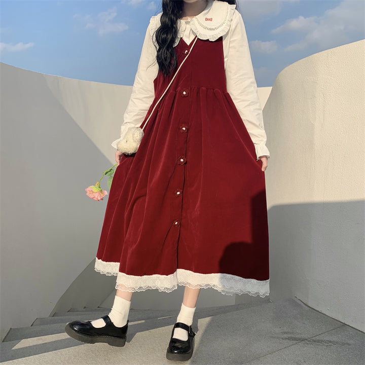 Japanese Vintage Long Sleeve Maxi Dress