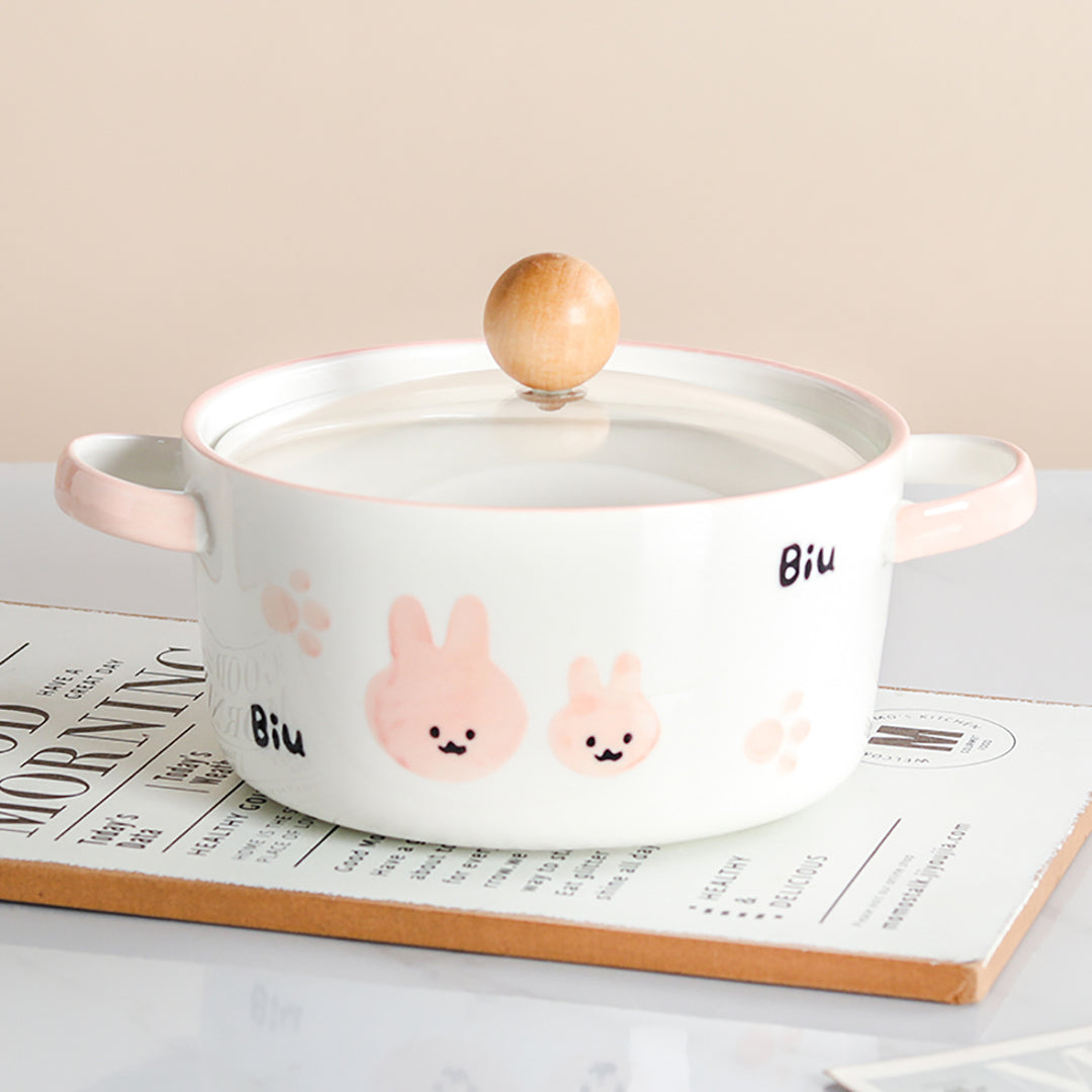 Cute Bunny Dinosaur Love Heart Ceramic Bowl With Lip