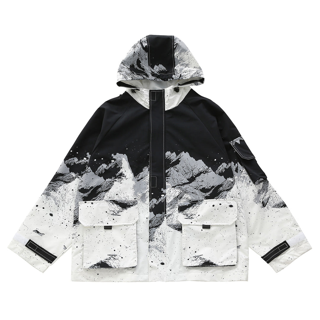 Retro Black Color Splash Oversize Jacket