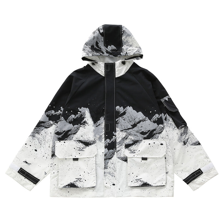 Retro Black Color Splash Oversize Jacket