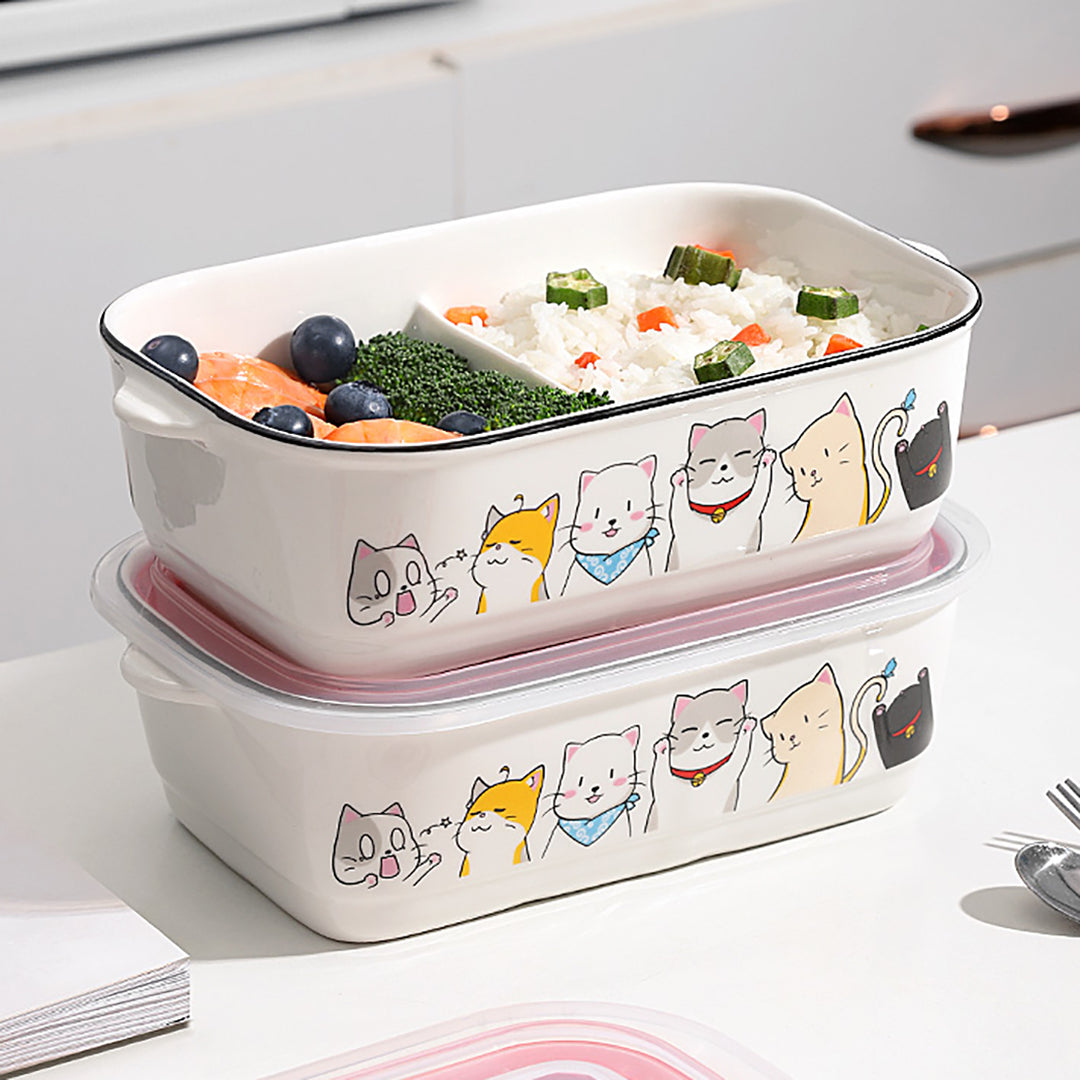 Cartoon Cat Theme Ceramics Lunchbox