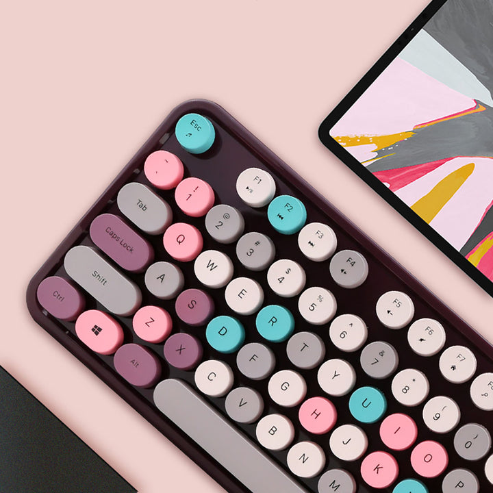 Vintage Colorful Keyboard & Mouse Set