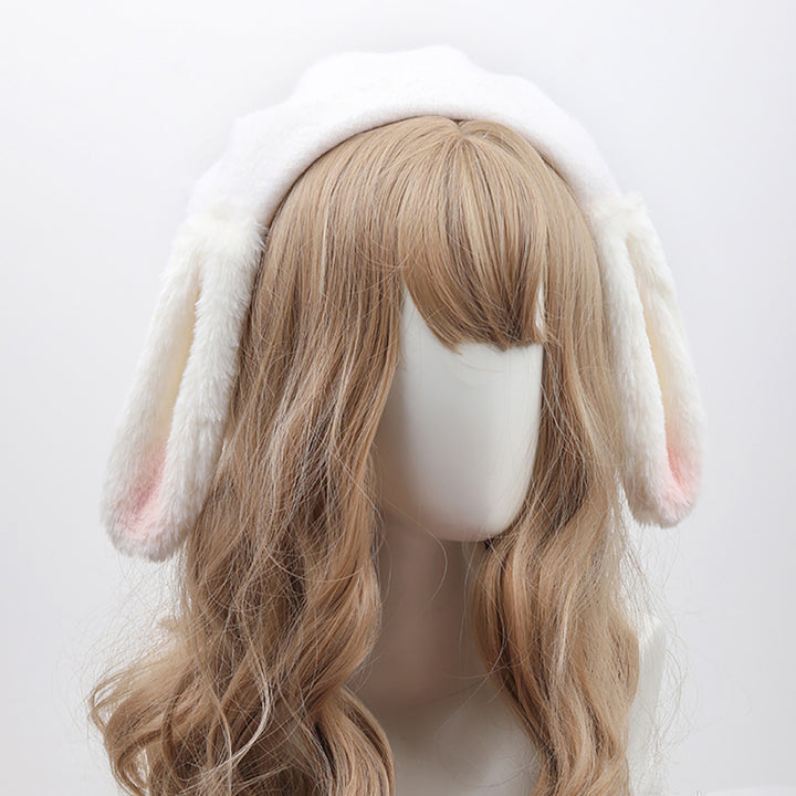 White Rabbit Ears Beret Hat
