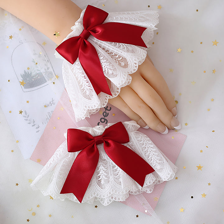 Cute Lolita Ribbon Bow Lace Wristband