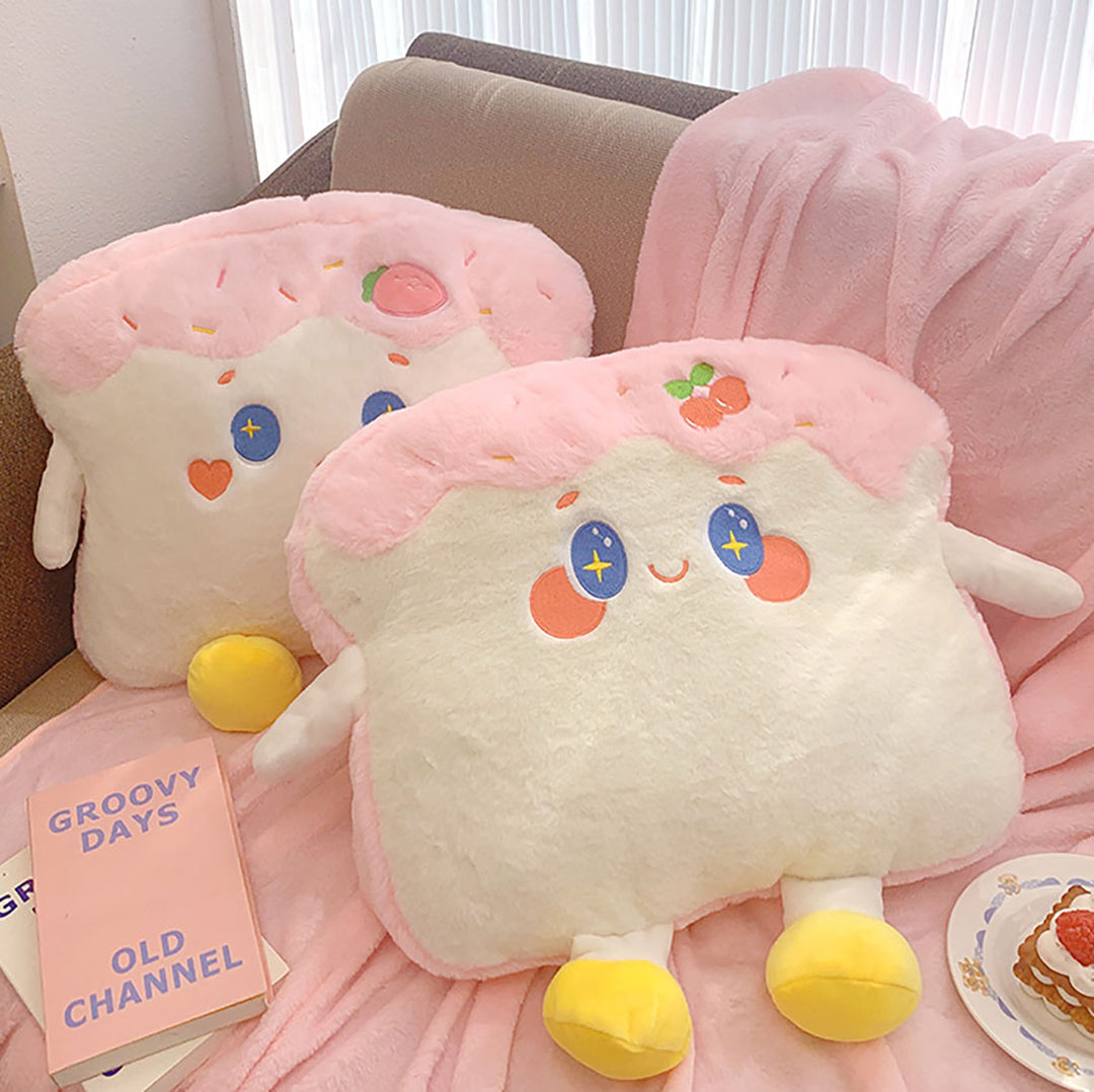 Cute Cartoon Strawberry Cherry Toast Pillow
