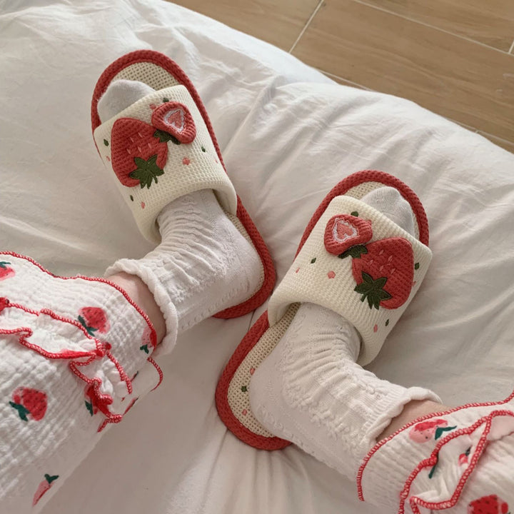 Cute Strawberry Linen Sandals