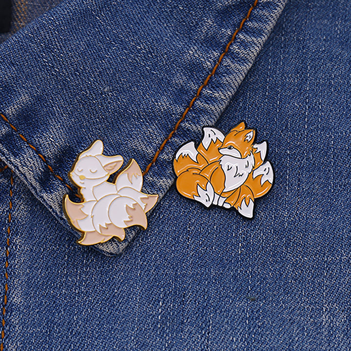 Cheeky Nine-Tailed Fox Embossed Pin