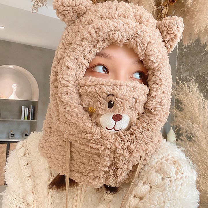 Fluffy Bear Mask Hat