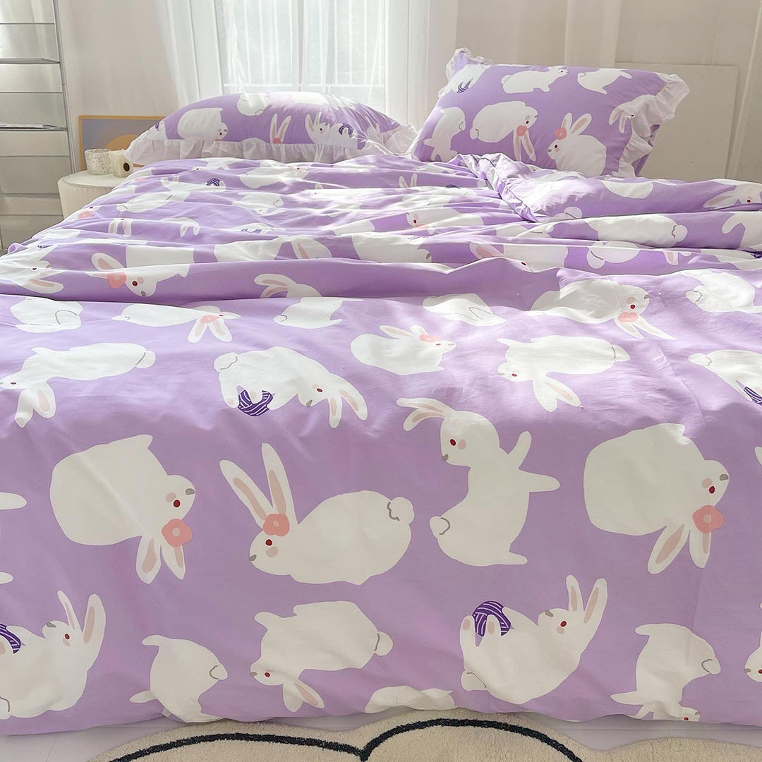 Cute Bunny Purple Bedding Set
