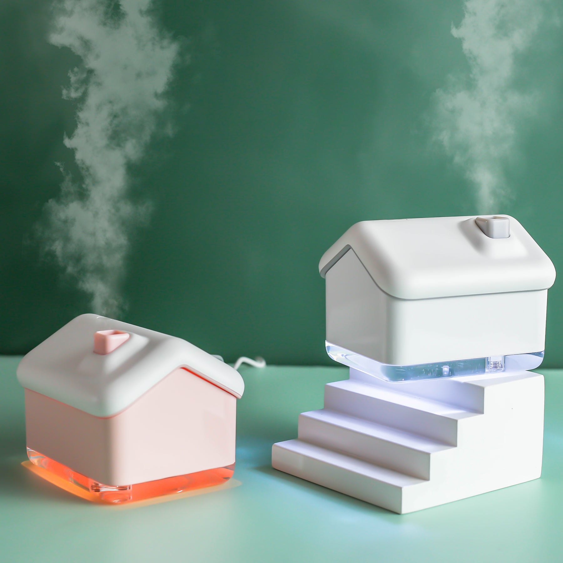 Kawaii Mini House Air Humidifier with Warm Light