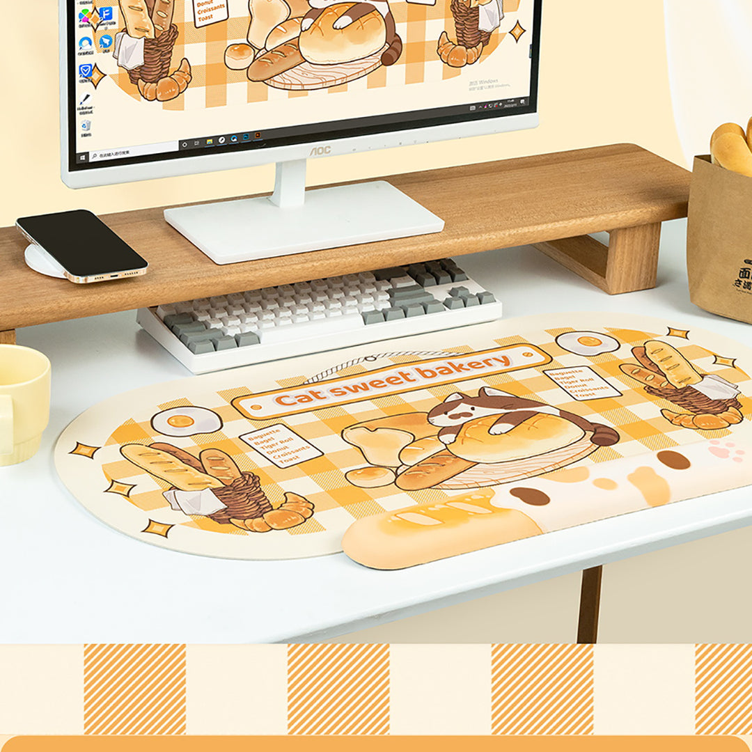 Cute Cartoon Cat Mouse Pad And Keyboard Wrist Rest
