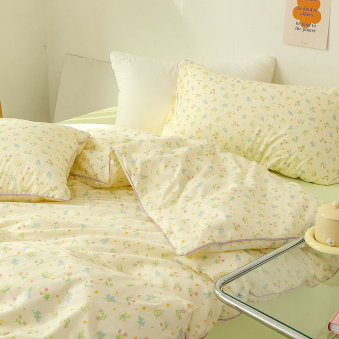 Spring Floral Print Cotton Bedding Set