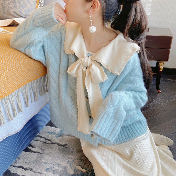 Pastel blue Knitted Cardigan