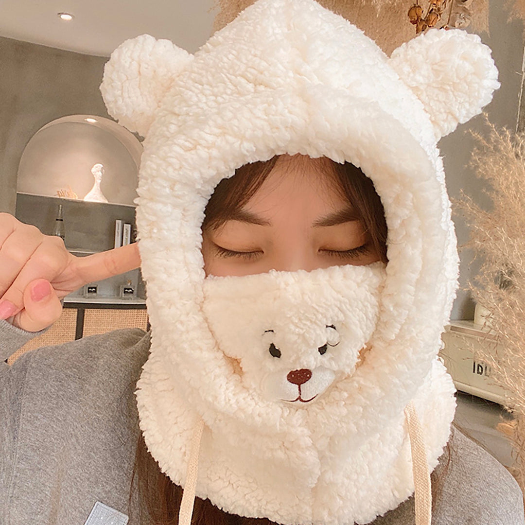 Fluffy Bear Mask Hat