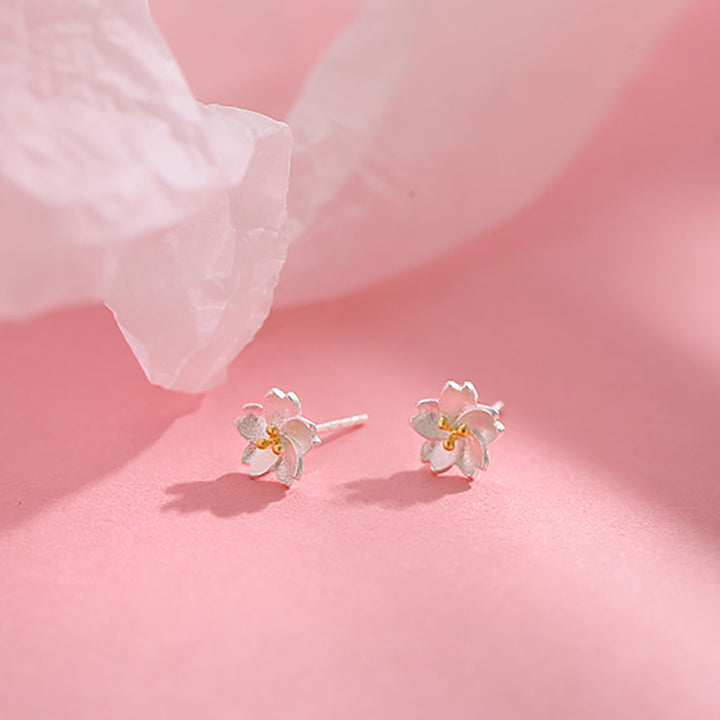 Japanese Sakura Silver Earrings