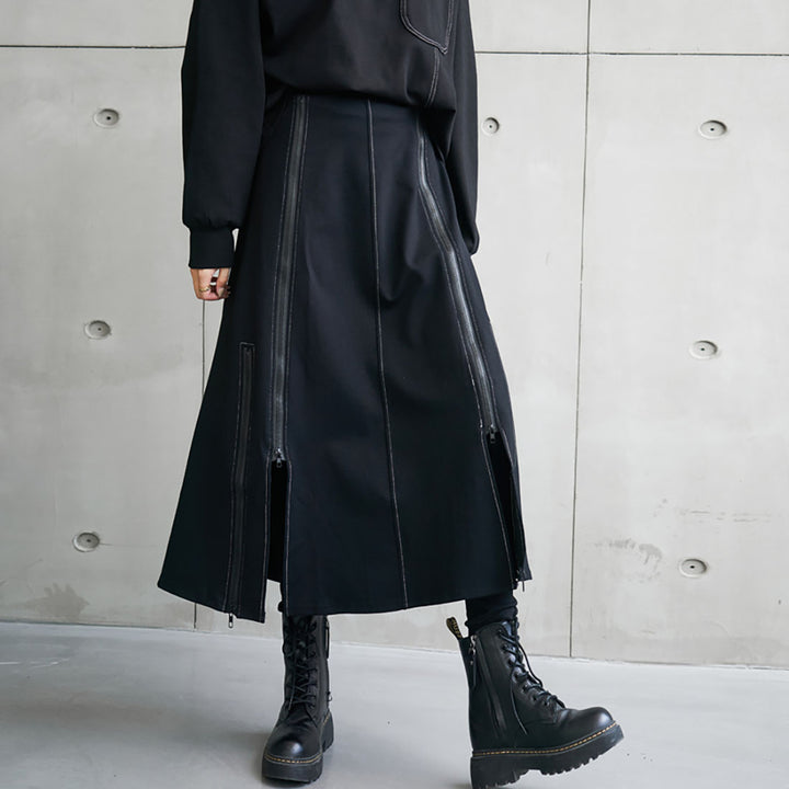 Gothic Irregular Zipper A-line Skirt