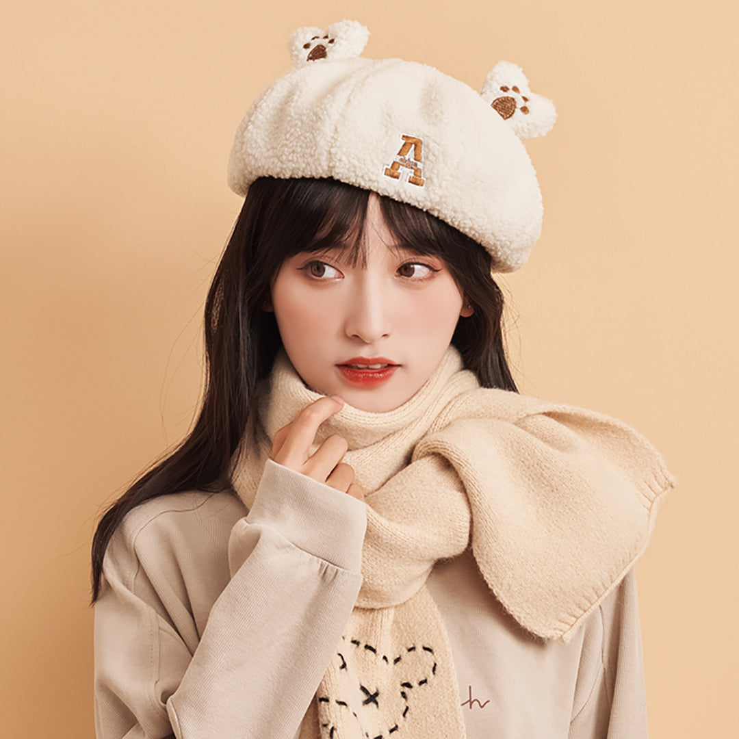 Cute Bear Ears Lamb Wool Beret