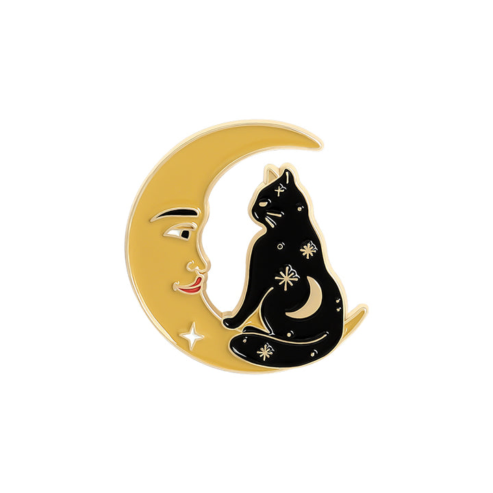 Black Cat Moon Phase Brooch Pins For Any Outfit