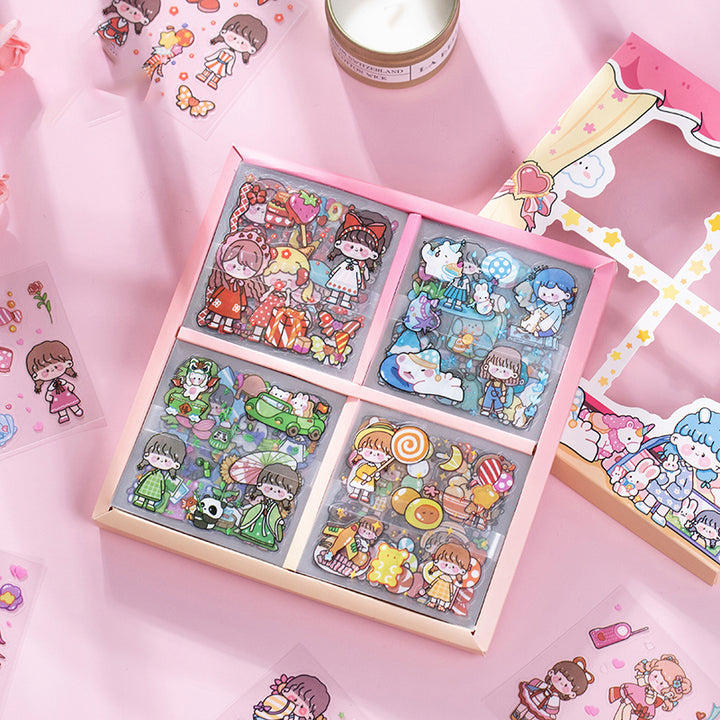 100pcs /Set Cartoon Girl Stickers