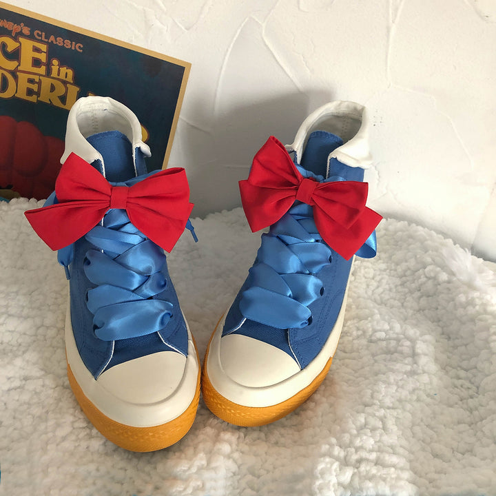 Princess Blue Red Bow High Ankle Sneaker Shoes